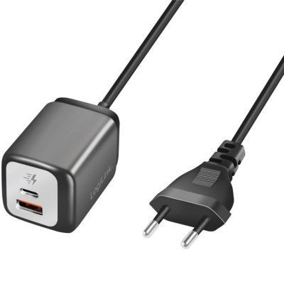 Logilink Väggladdare 1xUSB-A + 1xUSB-C med fast kabel 1.5m GaN 30W