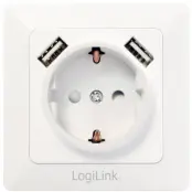 LogiLink Vägguttag 230V med 2xUSB 2.1A