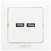 LogiLink Vägguttag med 2xUSB 2,1A