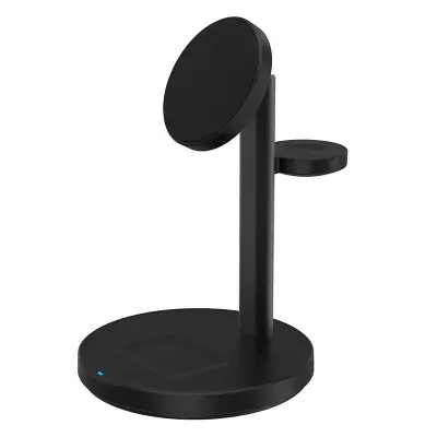 M9 MagSafe Trådlös Laddare 3-i-1 15W Magnetisk Ställning - Svart