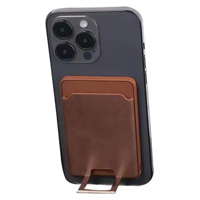 Magnetisk trådlös laddare 4-i-1 15W med ställ och kortfack - Brun