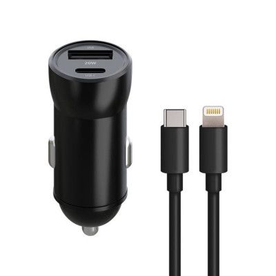 Maxlife Billaddare 1xUSB-C 1xUSB 20W USB-C till Lightning Kabel