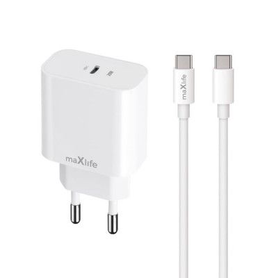Maxlife Snabbladdare 20W USB-C med Kabel PD QC MXTC-06