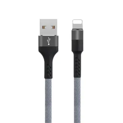 Maxlife USB - Lightning Kabel 1 m 2A - Grå Nylon