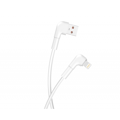 Maxlife Vinklad USB-A till Lightning kabel 1m 2.4A MXUC-09 - Vit