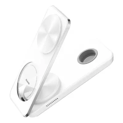 MCDODO CH-115 3-i-1 Magnetisk Trådlös Laddare Snabb Laddning Ställ - Vit