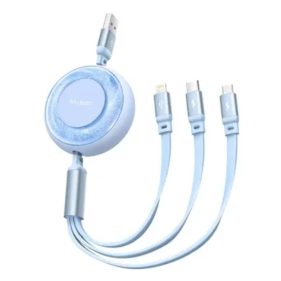 MCDODO Retractable 3in1 USB/USB-C/Lightning/microUSB Kabel 1m