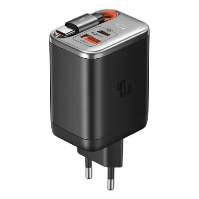 MCDODO Snabbladdare USB-A/USB-C 40W Infällbar USB-C Kabel EU