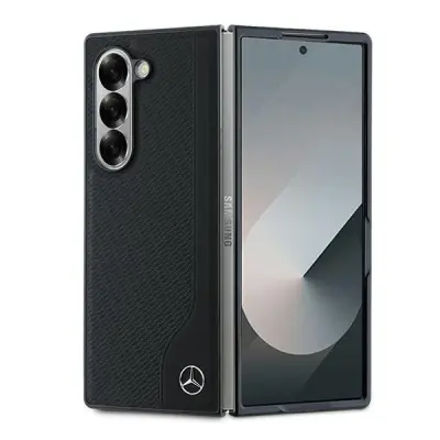 Mercedes Galaxy Z Fold 6 Mobilskal MagSafe Läder Wood Imitation - Svart