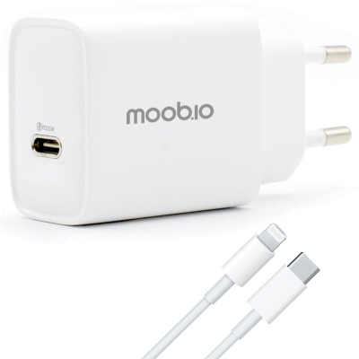Moobio Väggladdare 25W + Lightning-kabel