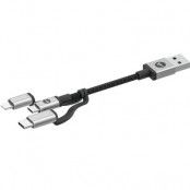 Mophie 3in1 USB-A till microUSB Typ-C Lightning Kabel 1M - Svart
