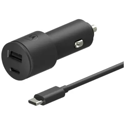 Motorola Billaddare 45W 1xUSB-A 1xUSB-C med USB-C 1m Kabel TurboPower - Svart