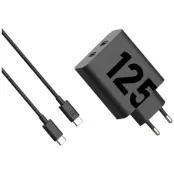 Motorola Snabbladdare 125W 2xUSB-C med 1m Kabel TurboPower - Svart