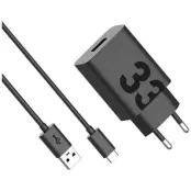 Motorola Snabbladdare 33W USB-A med 1m Kabel TurboPower - Svart