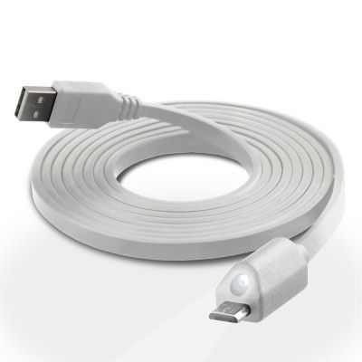 Naztech MicroUSB-kabel med Ledlampa (Vit)
