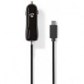 Nedis Billaddare med Fast USB-C-kabel - Svart