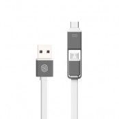 Nillkin Plus USB micro USB/USB Type-Cflat Kabel 1.2M 2.1A Vit
