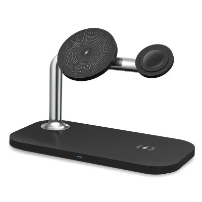 OJD-85 3-i-1 15W Trådlös Laddare Magnetisk Snabbladdningsstation - Svart