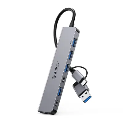 Orico Hubb 4xUSB-A 2.0 1xUSB-A 3.0 2xUSB-C 2.0 - Grå