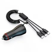 P5X 110W Snabbladdare Bil med Dubbel USB och 3-i-1 Kabel