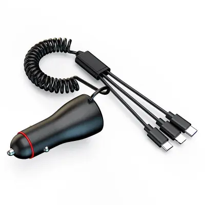 P5X 110W Snabbladdare Bil med Dubbel USB och 3-i-1 Kabel