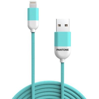 Pantone USB/Lightning 1.5m Kabel MFi 2.4A Teal 3242C - Blå