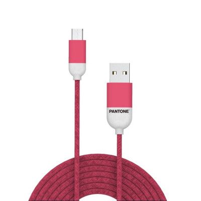 Pantone USB/MicroUSB 1.5m Kabel 2.4A PT-MC001-5 184C - Rosa