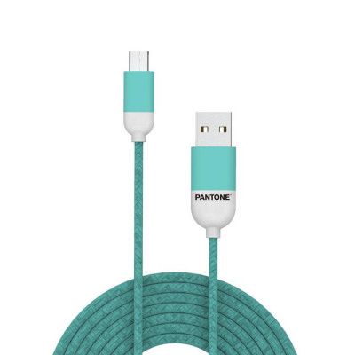 Pantone USB/MicroUSB 1.5m Kabel 2.4A PT-MC001-5 Teal 3242C Blå