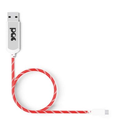 POWERWARE PAC Laddkabel Lightning 1m LED Belyst Kabel - Röd