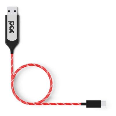 POWERWARE PAC Laddkabel USB-C 1m LED Belyst Kabel - Röd