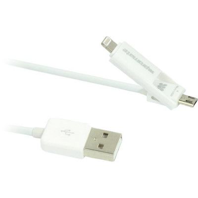 Promate LinkMate,Duo - Multifunktionell USB-laddkabel, 1m, vit