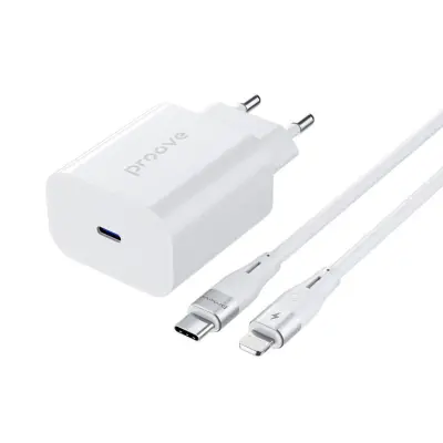Proove Snabbladdare USB-C 20W - USB-C/Ligthning 27W Kabel Vit