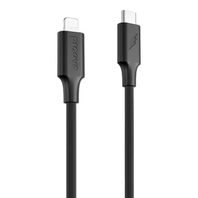 Proove USB-C - Lightning Kabel 1m Striped Silicone - Svart