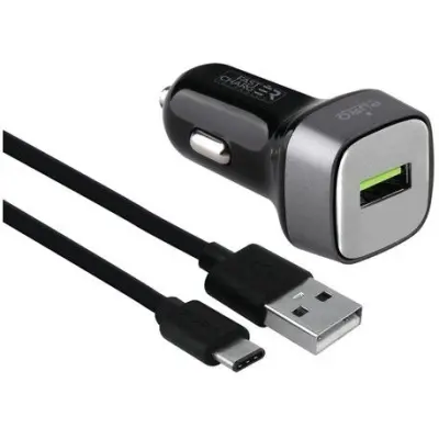 Puro Billaddare 15W 1USB-A + USB-C-kabel