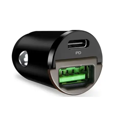 Puro Billaddare USB-C Till USB-A 30W Mini - Svart