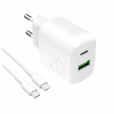 Puro Snabbladdare 20W + USB-C - USB-C Kabel 1.2m Polite