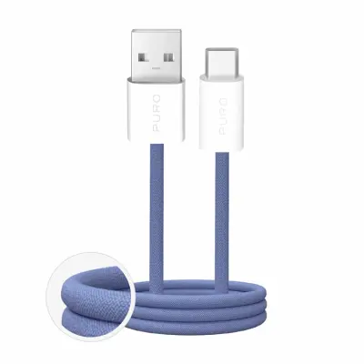 Puro USB-A - USB-C Kabel 1.5m Flätad Fabrik 2.0 10W - Blå(Blå)