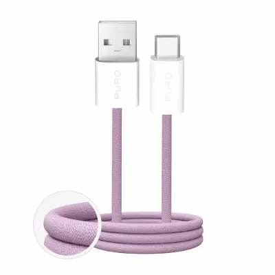 Puro USB-A - USB-C Kabel 1.5m Flätad Fabrik 2.0 10W - Rosa (Rosa)