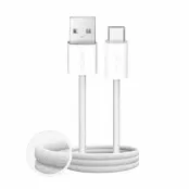 Puro USB-A - USB-C Kabel 1.5m Flätad Fabrik 2.0 10W - Vit