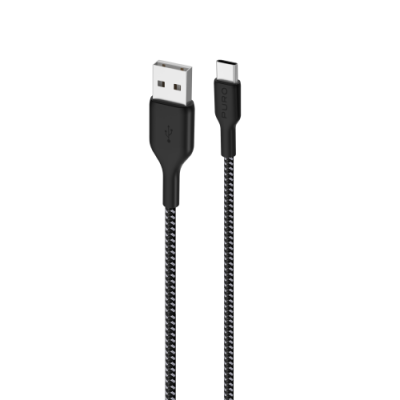 Puro USB-A till USB-C Fabric Kabel 1.2m - Svart