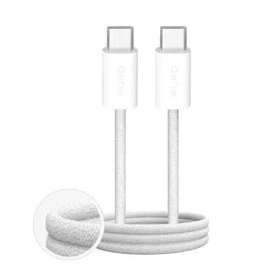 Puro USB-C till USB-C Kabel Braided Fabrik 60W 3m - Vit