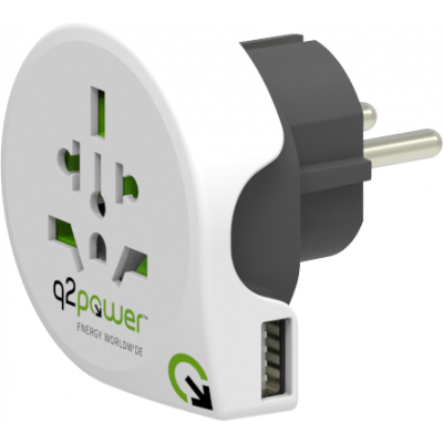 Q2Power Grounded Travel adapter 10A 1xUSB