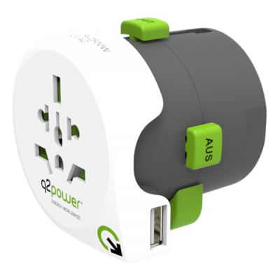 Q2Power QDAPTER USB Reseadapter, 1xUSB-A 5V 1A - Vit