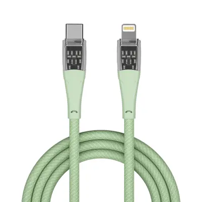 QUALO USB-C - till Lightning Kabel 1.5m 2.4A Transparent nylon