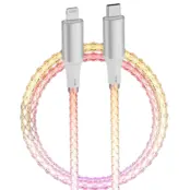 QUALO USB-C till Lightning Kabel 1M 3A Glowing - Vit/Silver