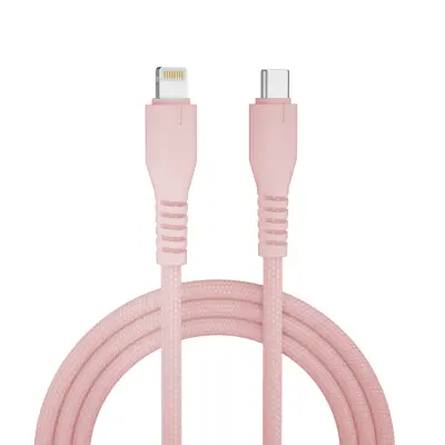 QUALO USB-C till Lightning Kabel 2.4A 1.5m Nylon QKN-CL-16 - Rosa