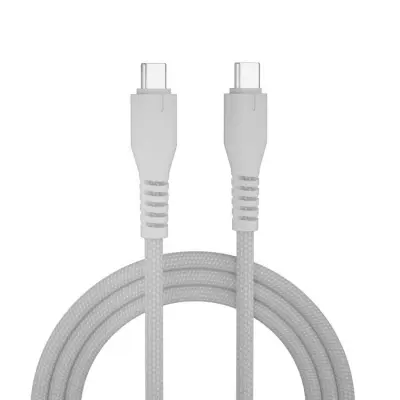 QUALO USB-C till USB-C Kabel 3A 1.5m Nylon QKN-CC-018 - Silver
