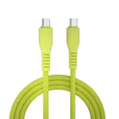 QUALO USB-C till USB-C Kabel 3A 1.5m Nylon QKN-CC-05 - Gul