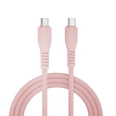 QUALO USB-C till USB-C Kabel 3A 1.5m Nylon QKN-CC-16 - Rosa
