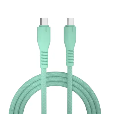 QUALO USB-C till USB-C Kabel 3A 1.5m Nylon QKN-CC-21 - Mynta